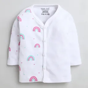 Polka Tots Full Sleeve Jabhla Vest White Half Side Rainbow - White