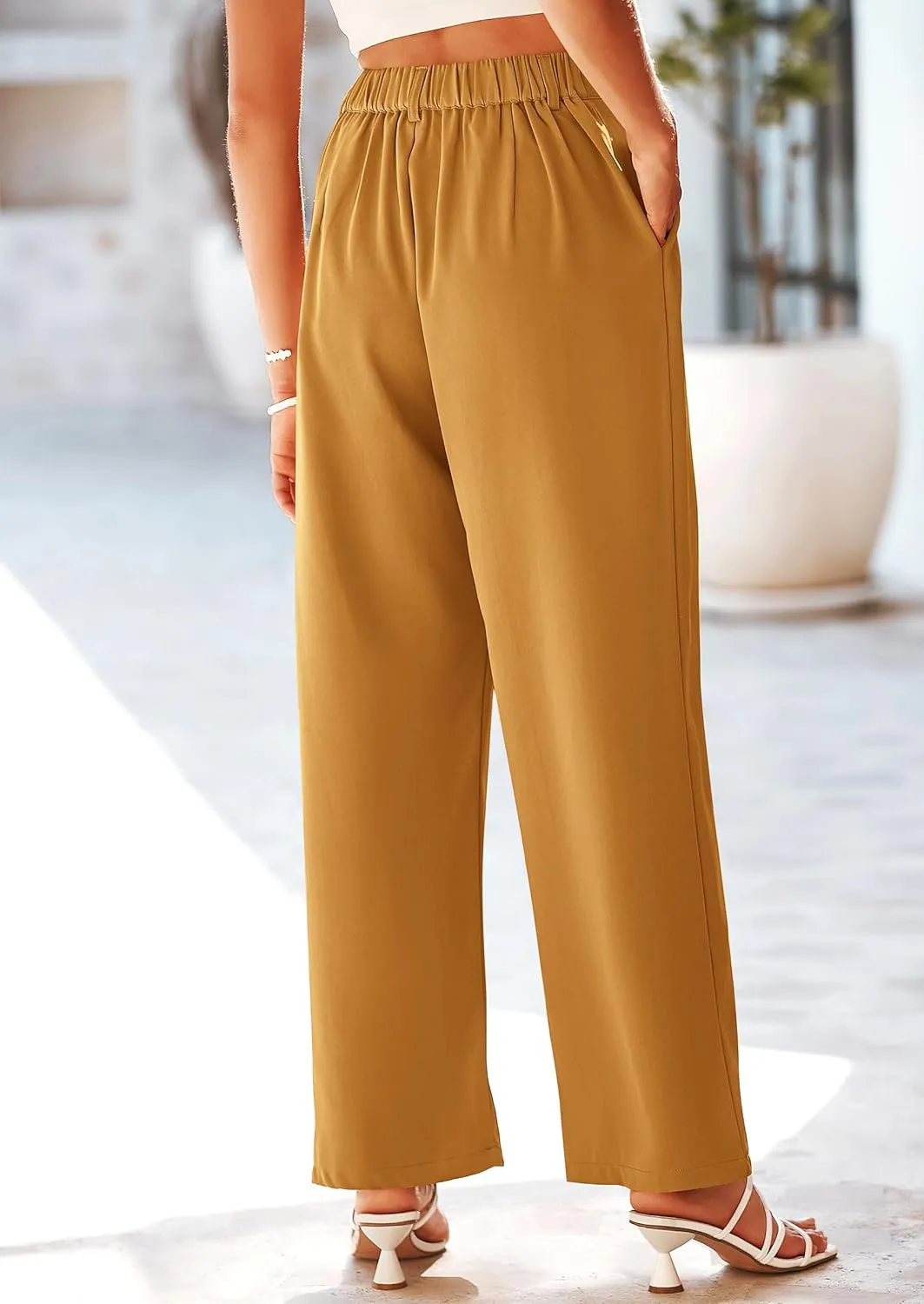PRETTYGARDEN Women's Wide Leg Suit Pants Loose Fit High Elastic Waisted Business Casual Long Trousers Pant
