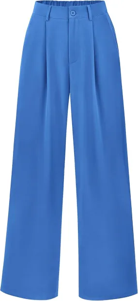 PRETTYGARDEN Women's Wide Leg Suit Pants Loose Fit High Elastic Waisted Business Casual Long Trousers Pant