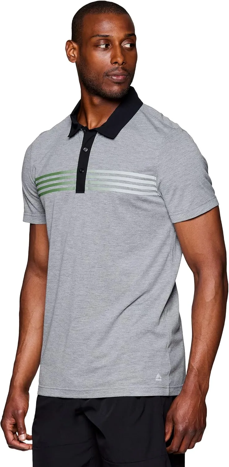 RBX Active Men's Golf Shirt, Short Sleeve Quick Drying Performance Polo Shirt