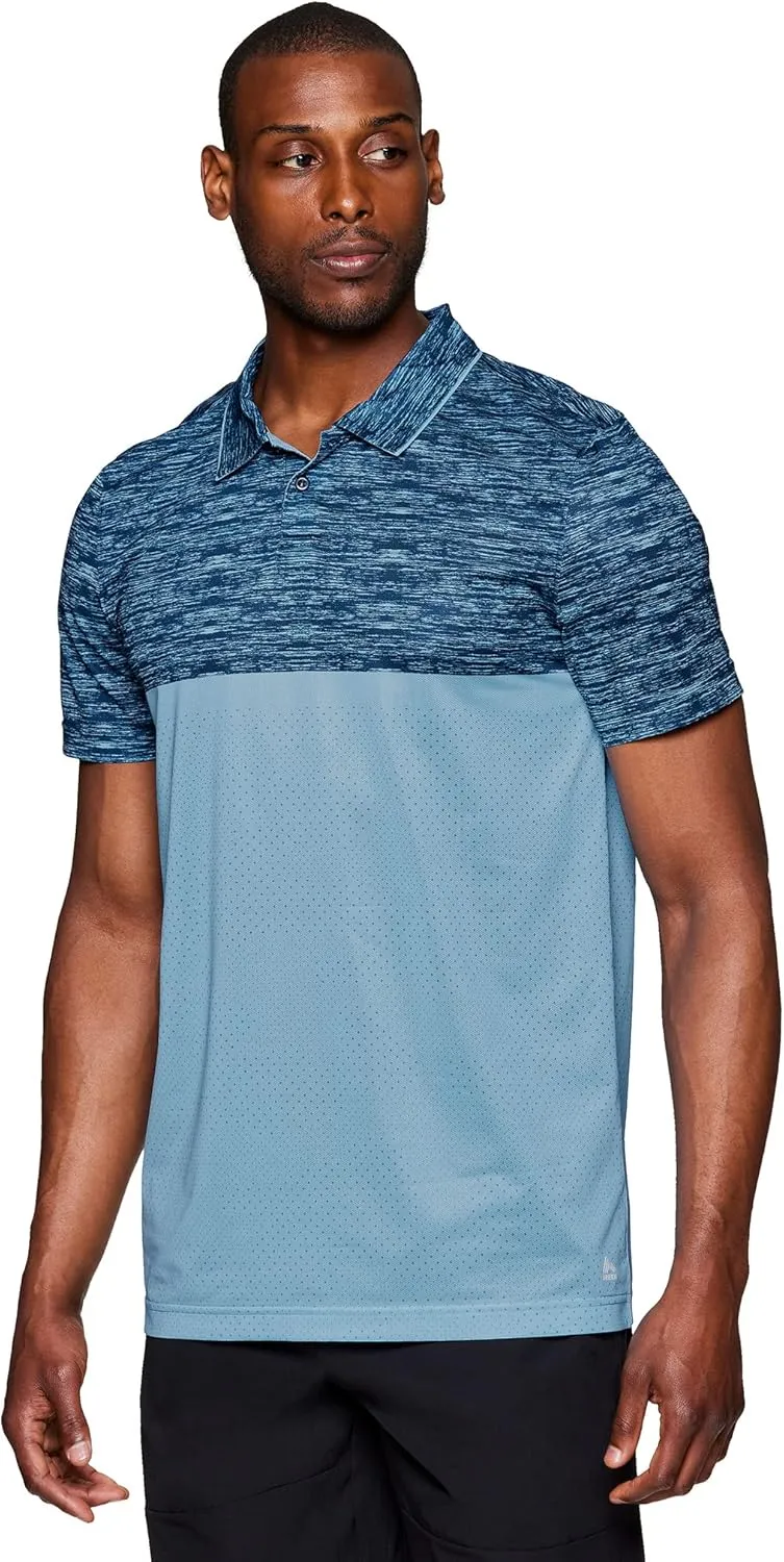 RBX Active Men's Golf Shirt, Short Sleeve Quick Drying Performance Polo Shirt