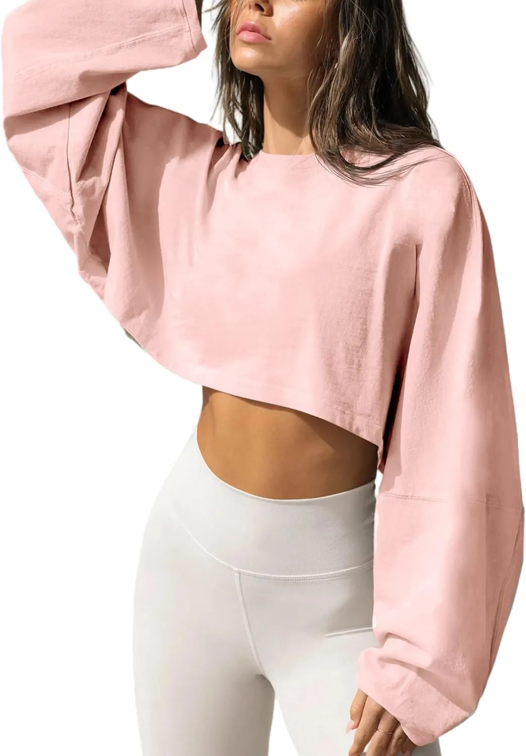 Remidoo Women's Casual Long Sleeve Cropped Sweatshirt Crewneck Pullover Shirt