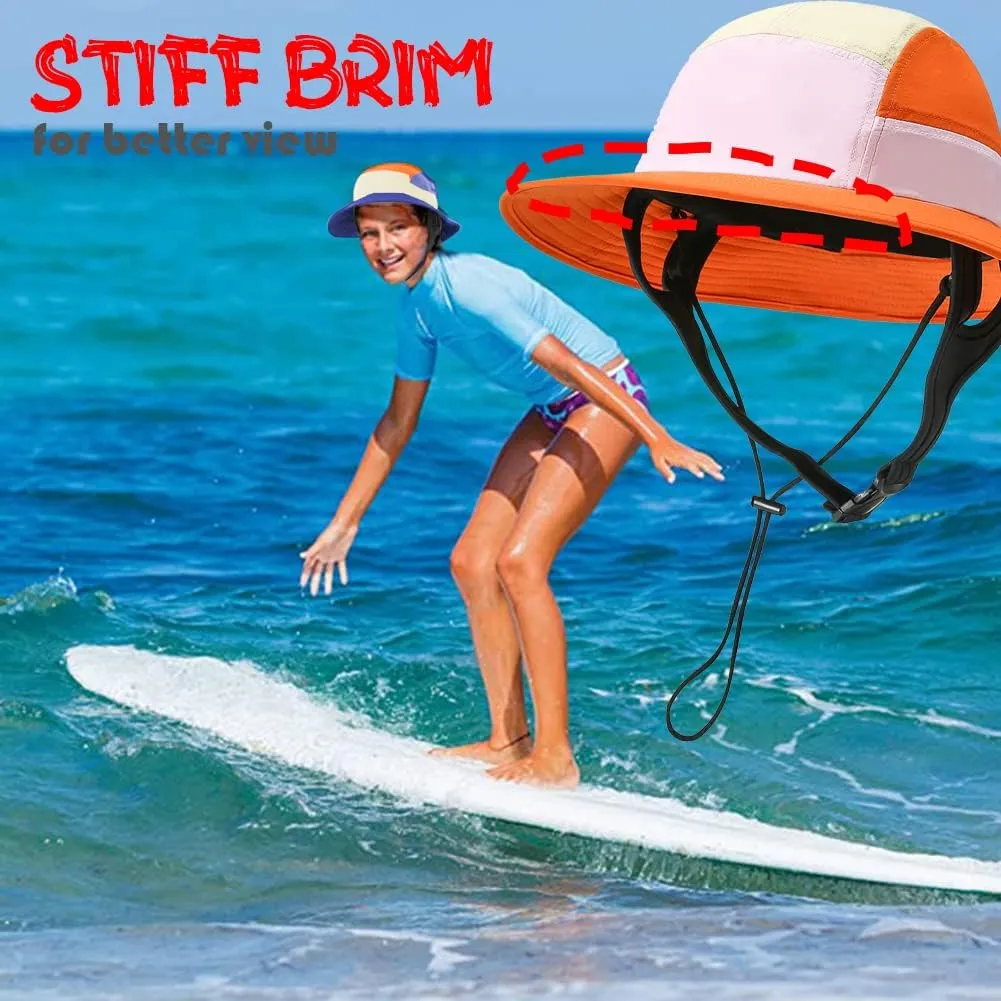 Surf Hat Bucket Sun Hats for Surfing Boating Water-Sports Men and Women-Quick Drying Adjustable Chin Strap
