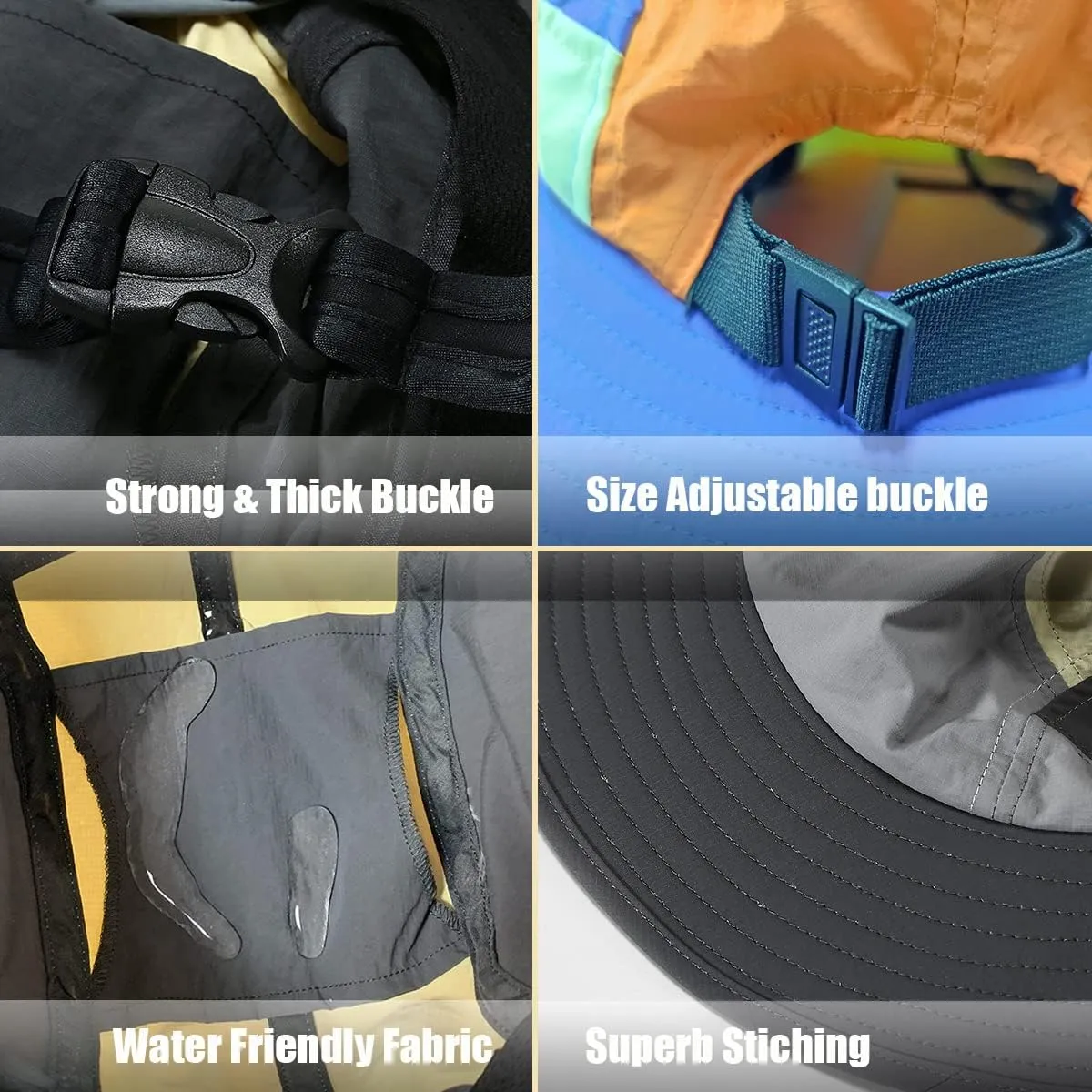 Surf Hat Bucket Sun Hats for Surfing Boating Water-Sports Men and Women-Quick Drying Adjustable Chin Strap