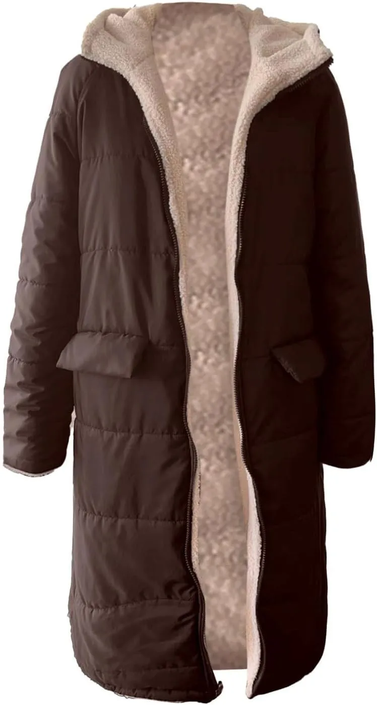 sweatshirt jacket women Ladies Fashionable Warm Winter Coat Double Faced Long Sleeve Hooded Down Jacket