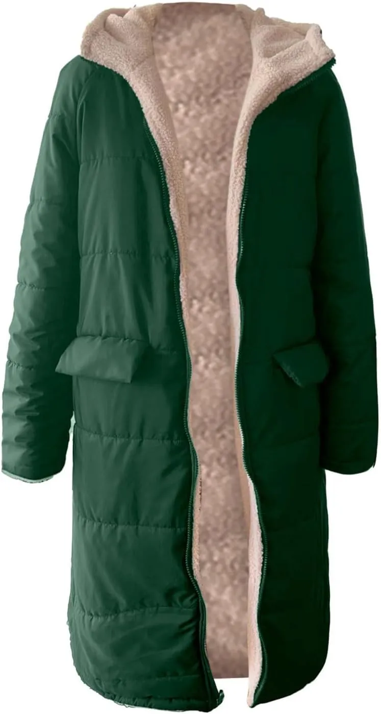 sweatshirt jacket women Ladies Fashionable Warm Winter Coat Double Faced Long Sleeve Hooded Down Jacket