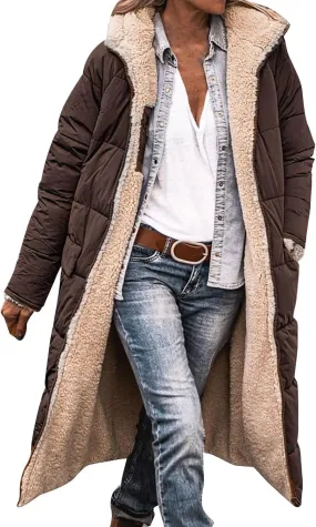 sweatshirt jacket women Ladies Fashionable Warm Winter Coat Double Faced Long Sleeve Hooded Down Jacket