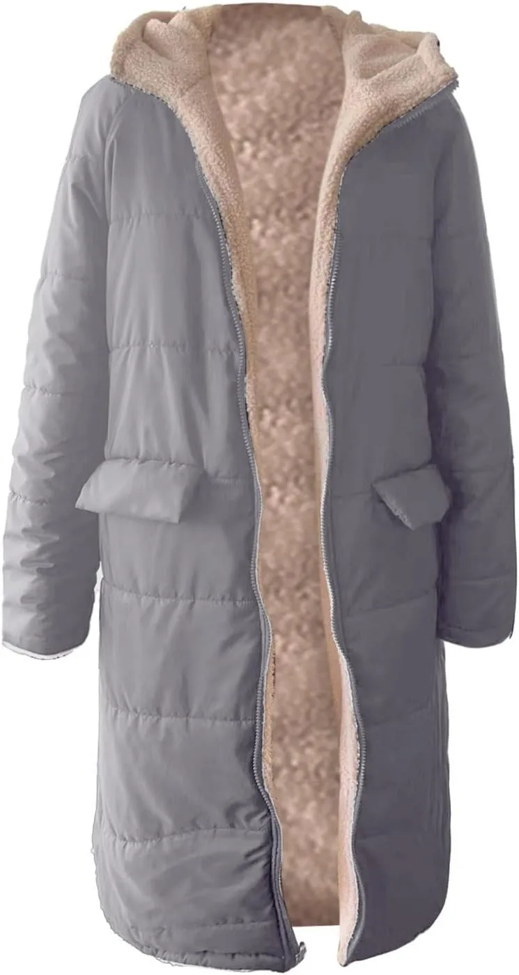 sweatshirt jacket women Ladies Fashionable Warm Winter Coat Double Faced Long Sleeve Hooded Down Jacket
