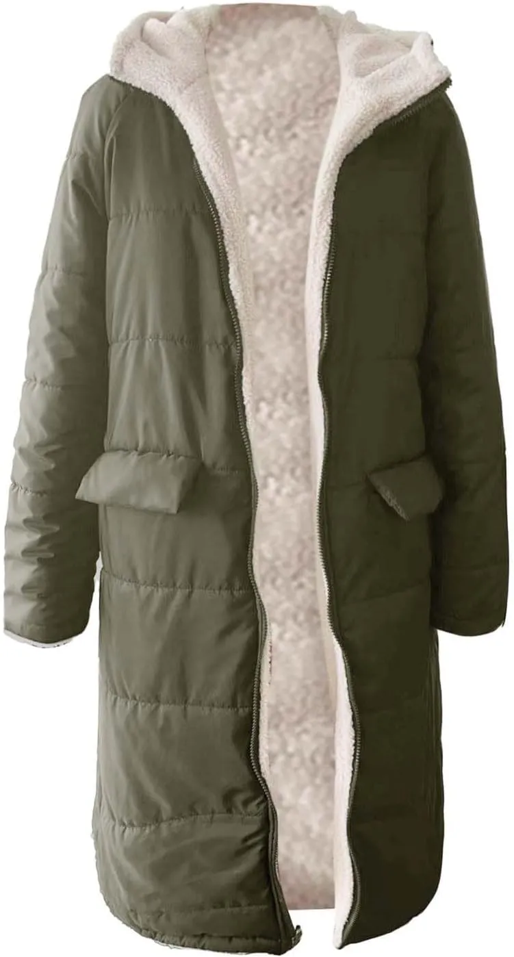 sweatshirt jacket women Ladies Fashionable Warm Winter Coat Double Faced Long Sleeve Hooded Down Jacket