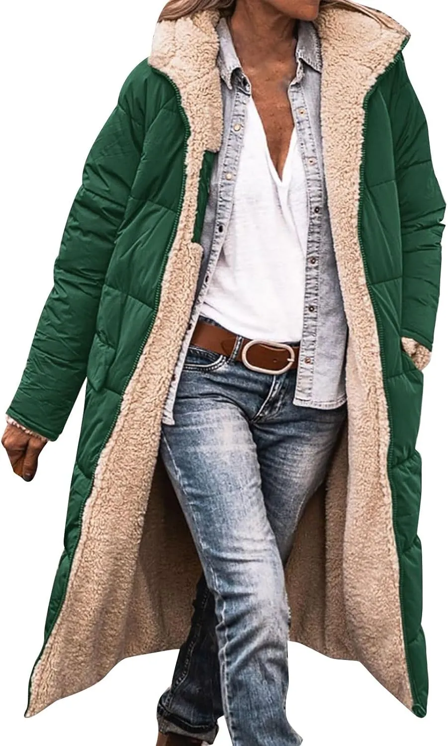sweatshirt jacket women Ladies Fashionable Warm Winter Coat Double Faced Long Sleeve Hooded Down Jacket