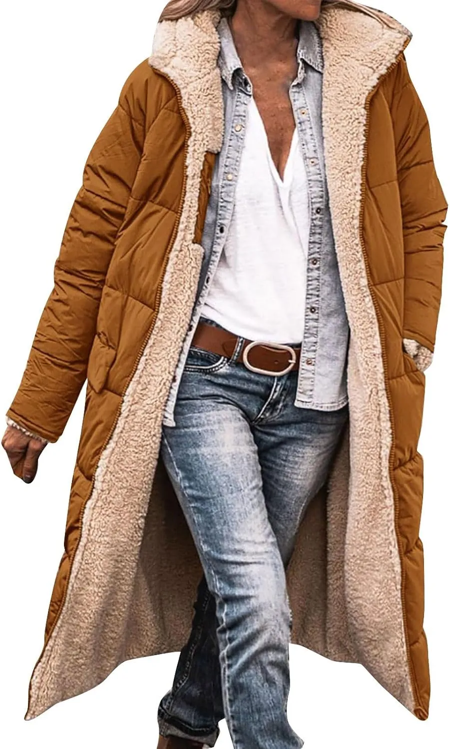 sweatshirt jacket women Ladies Fashionable Warm Winter Coat Double Faced Long Sleeve Hooded Down Jacket