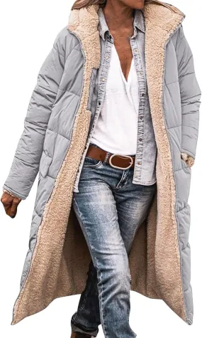 sweatshirt jacket women Ladies Fashionable Warm Winter Coat Double Faced Long Sleeve Hooded Down Jacket