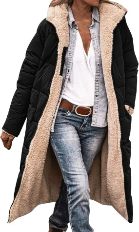 sweatshirt jacket women Ladies Fashionable Warm Winter Coat Double Faced Long Sleeve Hooded Down Jacket