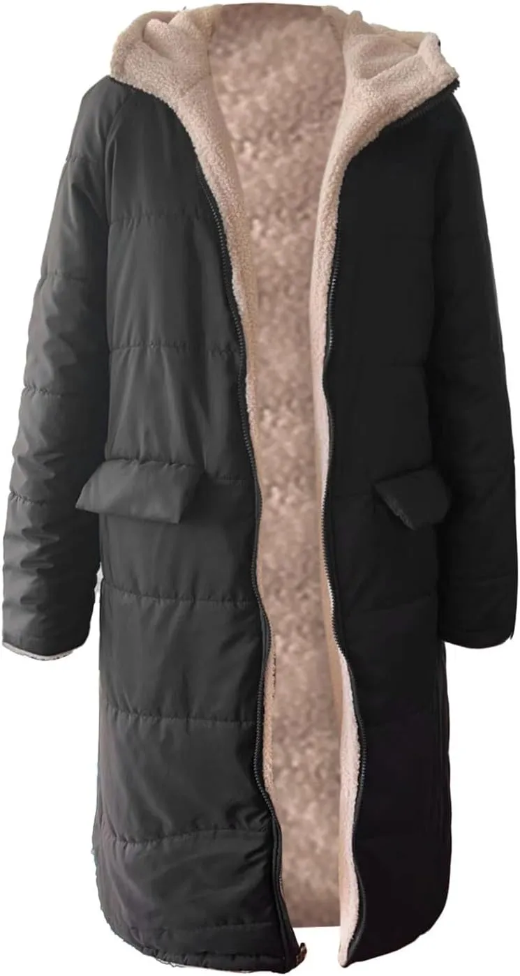 sweatshirt jacket women Ladies Fashionable Warm Winter Coat Double Faced Long Sleeve Hooded Down Jacket