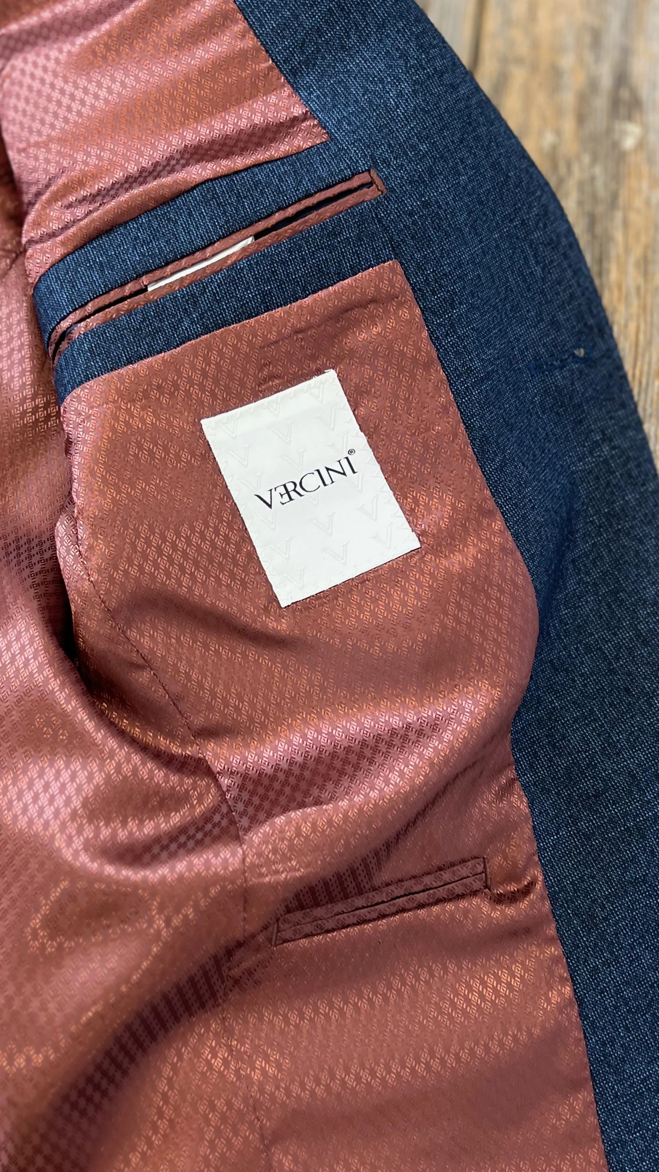 Vercini Modern Elegance Navy - Terra Jacquard 3-Piece Suit