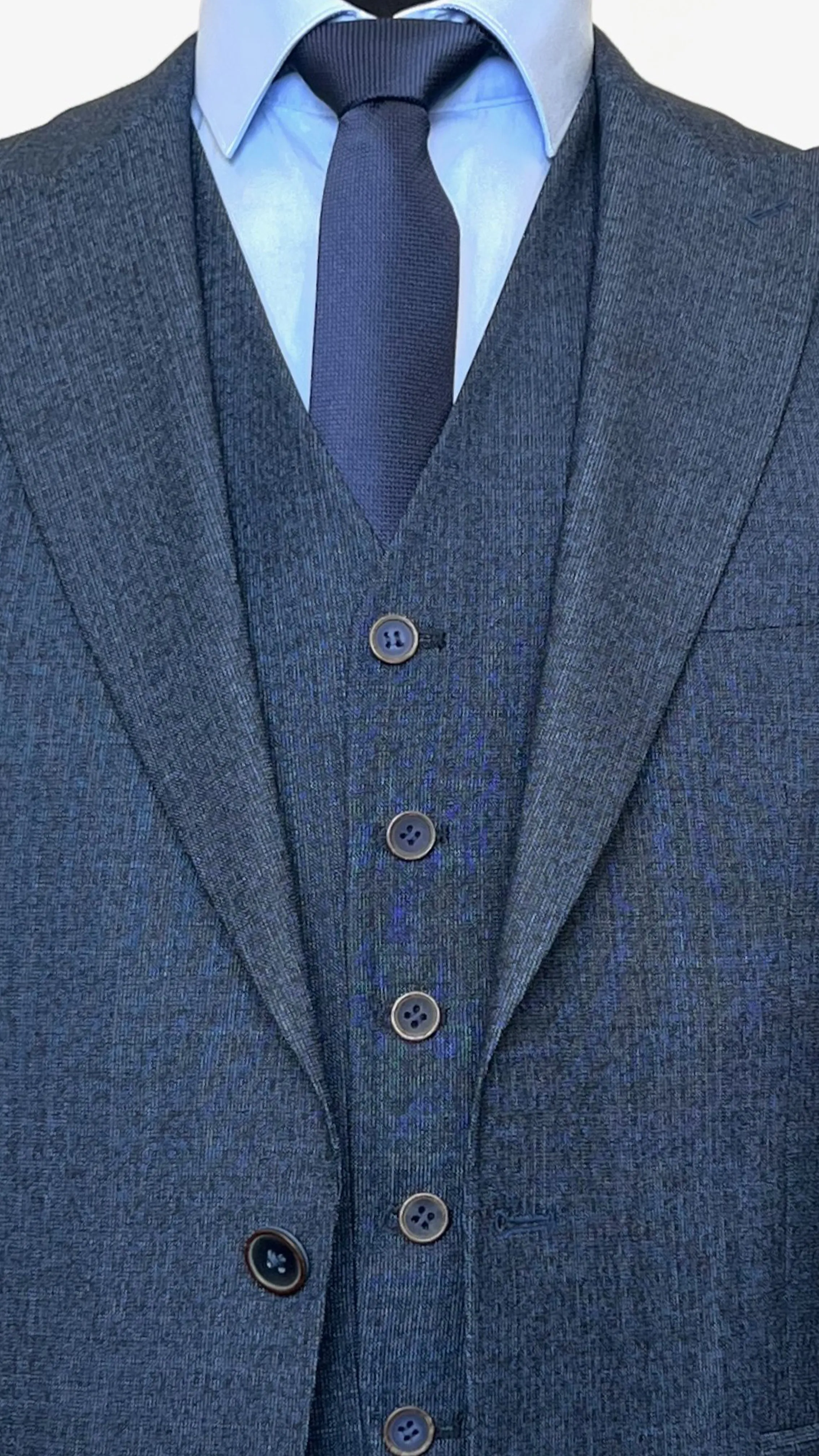 Vercini Modern Elegance Navy - Terra Jacquard 3-Piece Suit
