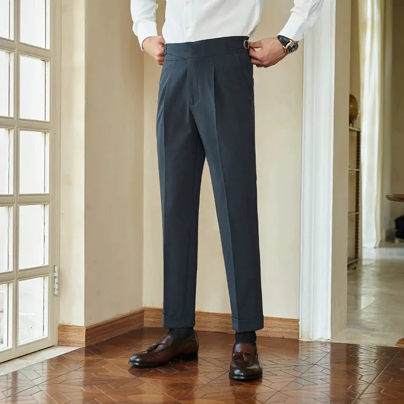 Wiaofellas  -  British Elegant Colgate Men's Belt Style Naples Trousers Business Casual Formal Suit Trousers.Straight Tube