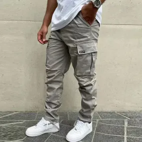 Wiaofellas New Men's Workwear Long Pants Spring Autumn Multi Pockets Casual Cargo Pants Fashion Vintage Solid Color Trousers Male Clothing