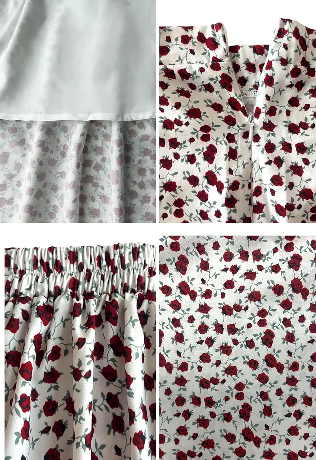 Women’s Floral Print Midi Skirt Casual High Elastic Waist Zipper Vintage Long Boho Skirts for Women