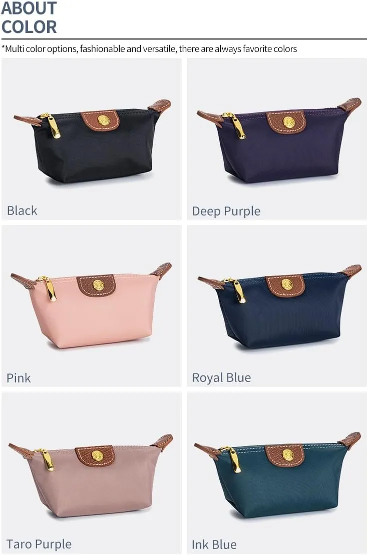Womens Unique Change Purse Vintage Nylon Zip Coin Wallet Mini Bag (Wine Red)