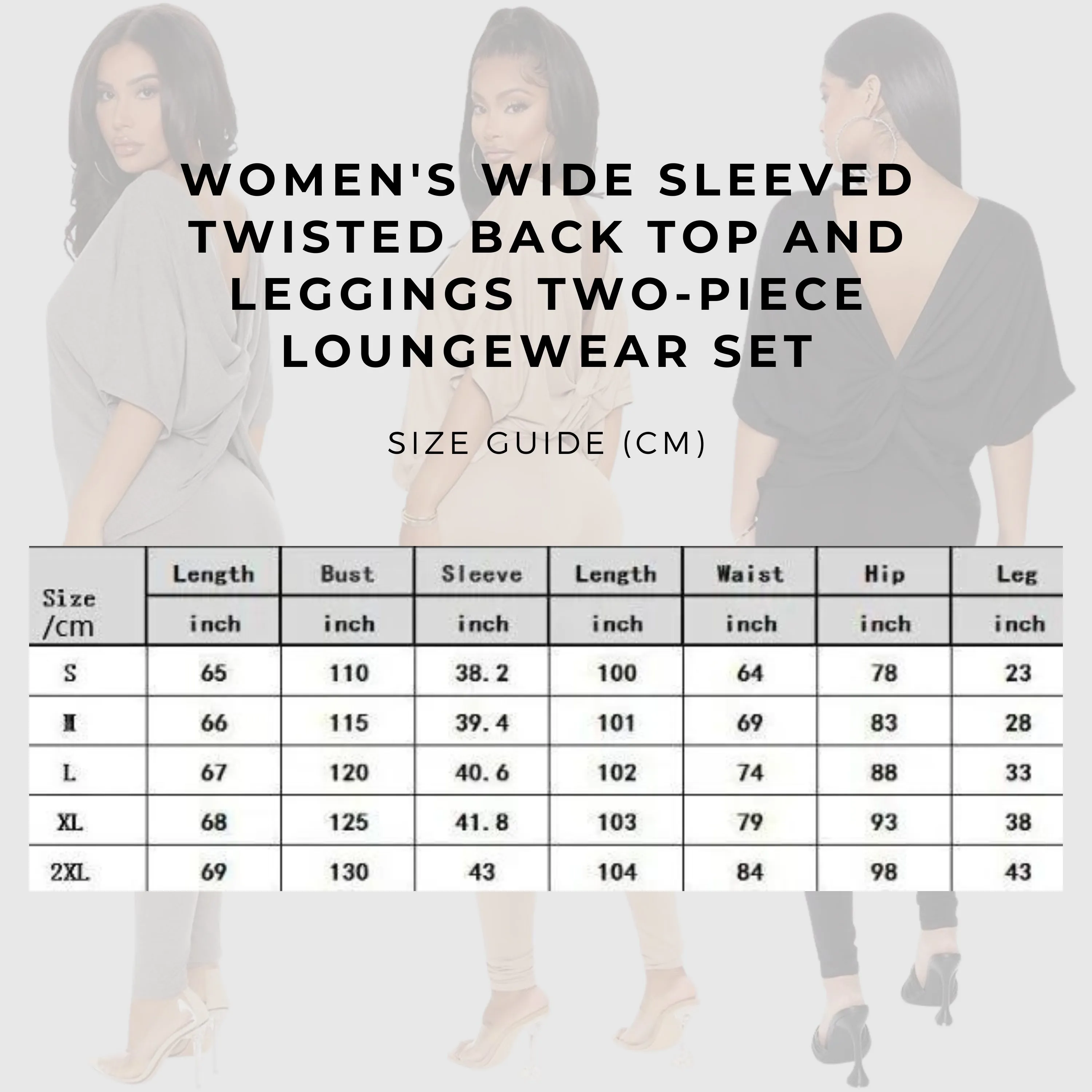 Women's Wide Sleeved Twisted Back Top and Leggings Two-piece Loungewear Set