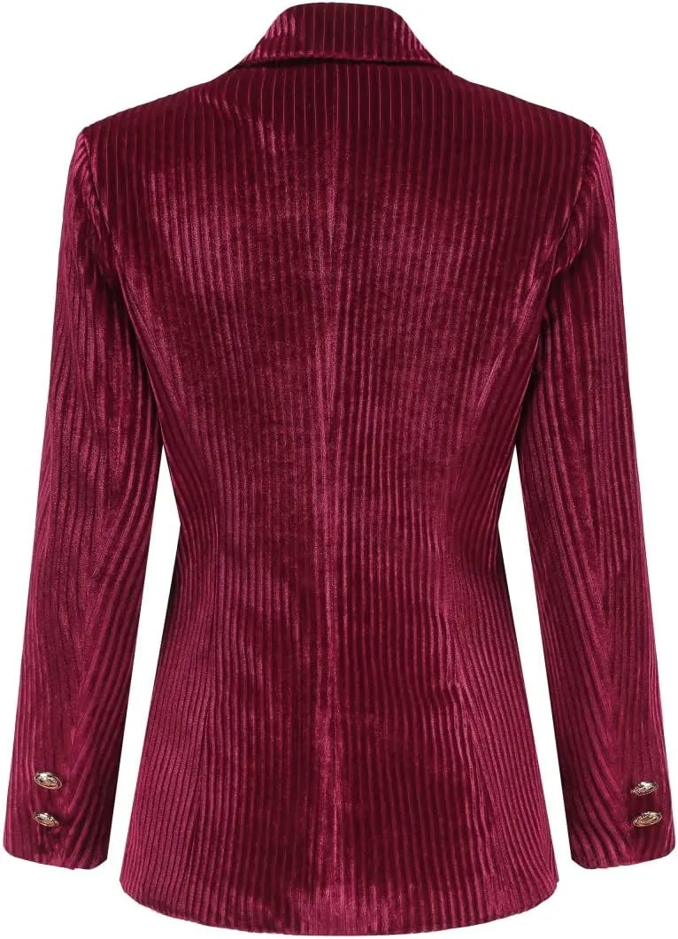 YUNCLOS Womens Velvet Blazer Jacket Slim Fit 1 Button Casual Lapel Office Dress Coat