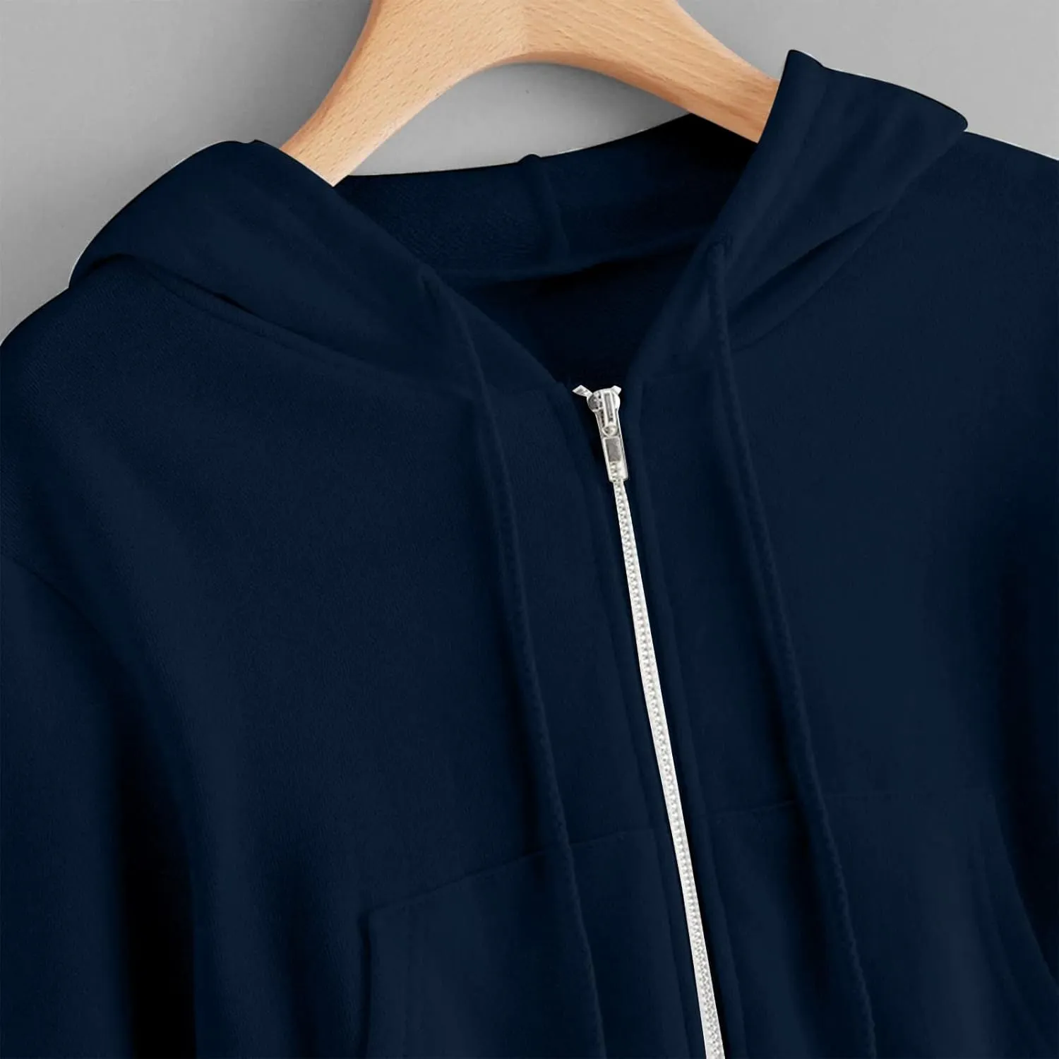 Zip Up Hoodie for Women Cropped Casual Sweatshirts Workout Long Sleeve Drawstring Hooded Jacket Y2K Preppy Crop Tops