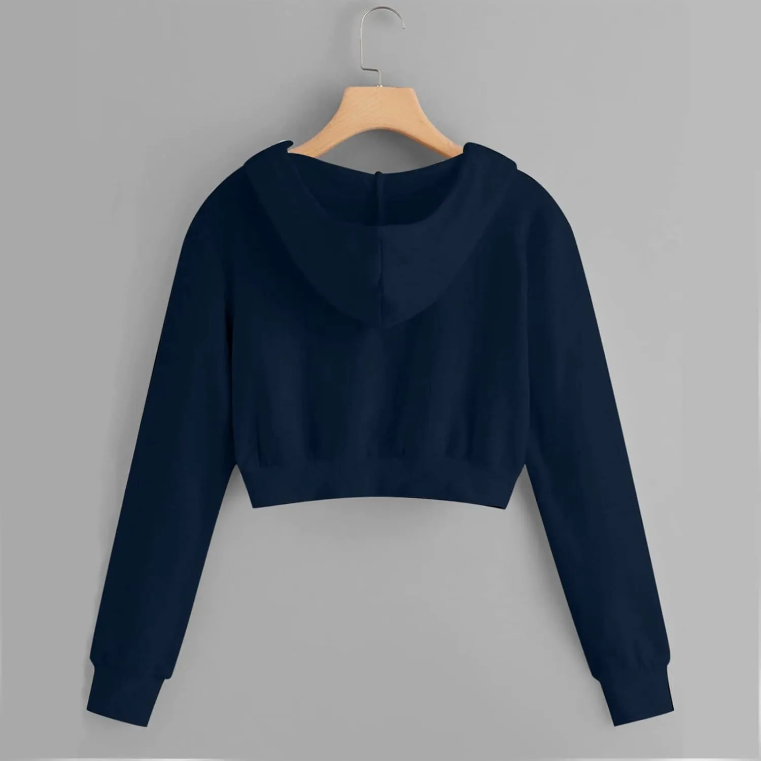 Zip Up Hoodie for Women Cropped Casual Sweatshirts Workout Long Sleeve Drawstring Hooded Jacket Y2K Preppy Crop Tops